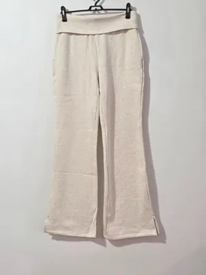VS PINK Campus Fleece Foldover Flare Sweatpants - Natural Heather - Size S/R thumbnail 2