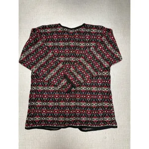 Vtg SKYR Womens Cardigan L Red Fair Isle Sweater Button Crew‎ Knit Wool Long thumbnail 2