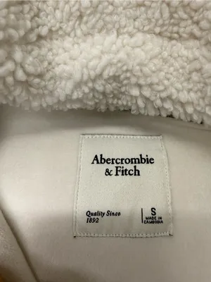 Abercrombie & Fitch Sherpa Quilted Jacket‎ Button Down Olive Green Teddy S thumbnail 4