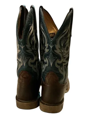 Noble Outfitters Women's All-Around Square Toe Western Boots Teal Blue Brown Leather Size 7.5R VP thumbnail 4