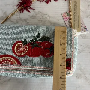 Beaded Tomato Fruit Crossbody Bag Tassels Multicolor NWT Anthropologie viral bag thumbnail 12