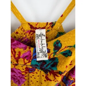 Free People Mini Dress Floral Boho XS Yellow Strappy Sun Dress Festival Summer thumbnail 8