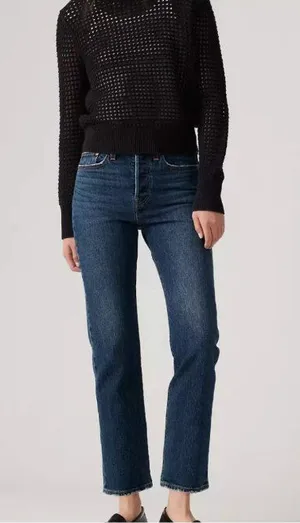 New Levi's Premium 30x30 Wedgie Straight Ankle Women's Jeans Indifferent Indigo thumbnail 1