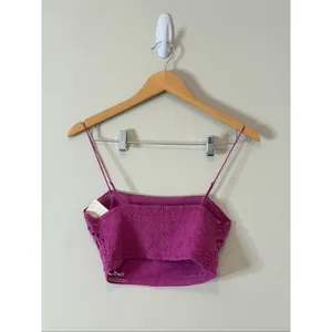 Free People Fp One Lyra Bralette Crochet Embroidered Smocked Strap Top Size M‎ thumbnail 4