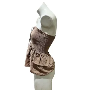 Love Tree Women's Strapless Peplum Top Beige Camisole Size S thumbnail 6