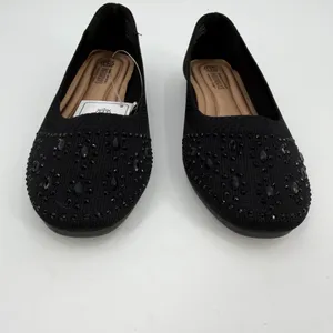 Harborsides Flats Womens 6W Wide Black Studded NANNIE Ballet Slip On Memory Foam thumbnail 3
