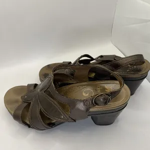 Dansko Nina Sandals Womens 38/7 Heels Brown Leather Floral Strappy‎ Platform thumbnail 7