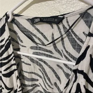 ZARA Wrap‎ Dress Animal Zebra Print Black & White xs thumbnail 7