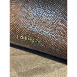 Like Dreams Tan Snake Embossed Woven Shoulder Bag Crossbody Gold Hardware thumbnail 3