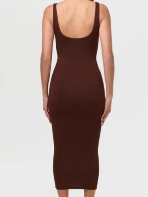 Naked Wardrobe Sculpt Tank Midi Dress in Chocolate Brown size Large NEW $68 thumbnail 2