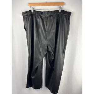 Women’s Ulla Popken Size 20/22 Black Faux Leather Pants thumbnail 3