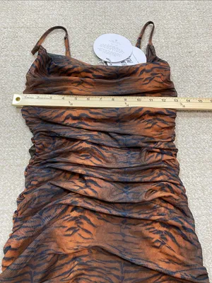 Princess Polly Brown Tiger-Print Ruched Mini Dress Size 2 thumbnail 12