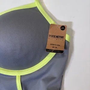 Victoria’s Secret Ultimate Push up Corset Gray Yellow Sports Bra New Size Medium thumbnail 4