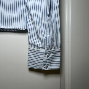 NWT Madewell Puff-Sleeve Button-Up Shirt blue white striped women's s nautical thumbnail 9