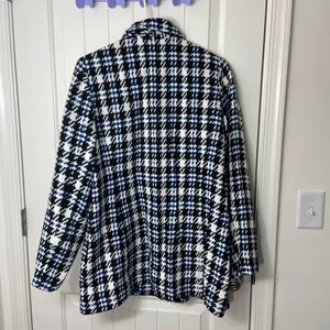 Josephine women’s black blue houndstooth jacket blazer button front‎ collar 10 thumbnail 6