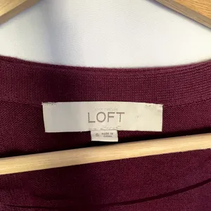 Ann Taylor LOFT‎ burgundy purple asymetric cardigan knit women's size small thumbnail 3