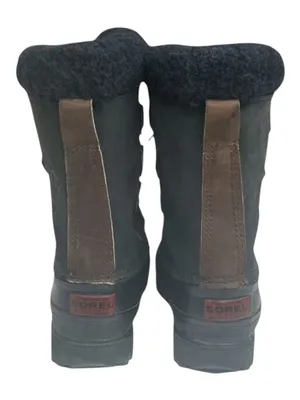 Vintage: Sorel ™ ✪ Alpine Felt Lined Wool Trim Leather Lug Sole Boots ✪ Black 7M thumbnail 4