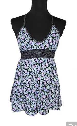 Free‎ People Purple Floral Y2K Top thumbnail 1
