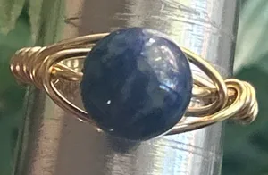 Handmade 💍 Handcrafted Lapis Lazuli Wire Wrapped Crystal Ring size 7.25 thumbnail 1