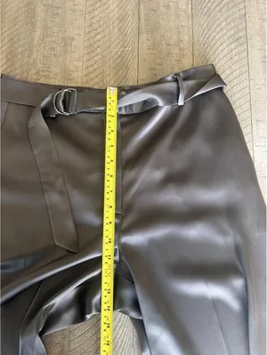 Babaton Aritzia Becket Satin Wide Leg Trouser Pants Soot Brown Women’s size 10 thumbnail 12