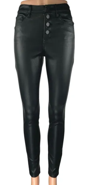 BlankNYC The Great Jones Black Faux Leather Skinny High Waist Trousers Pants 26 thumbnail 1