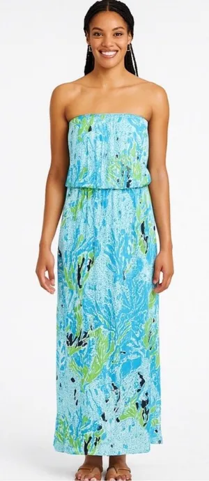 Lilly Pulitzer let’s cha cha strapless maxi dress size xs thumbnail 1