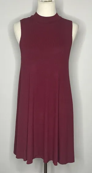 Ambiance- Maroon Ribbed Halter Dress thumbnail 1