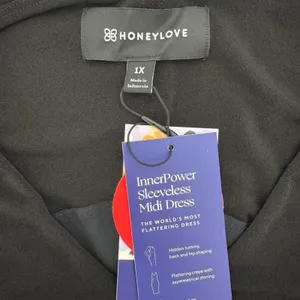 Honeylove‎ InnerPower Black Sleeveless Midi Dress 1X Shaping Slimming Flattering thumbnail 9