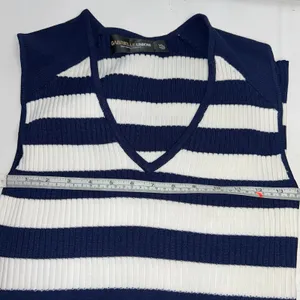 Gabrielle Union New York & Company Navy White Striped Knit Midi Dress XL thumbnail 5