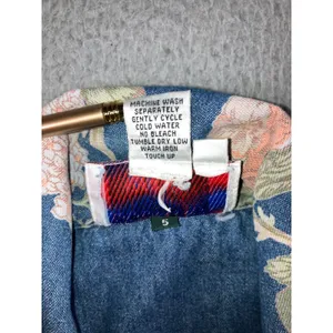 Vintage 90s Floral‎ Denim Shirt Women L Button Up Retro Western S/S Rodeo Boho thumbnail 7
