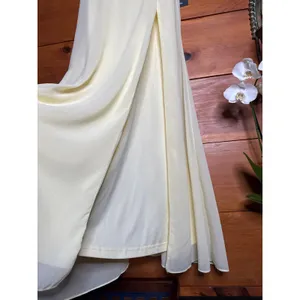 NWT Lulus Magical Magnetism Pale Yellow Off-the-Shoulder Maxi Dress Banquet Sz S thumbnail 5