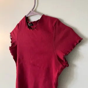 Brandy Melville Wynn Ruffle Short Sleeve Red Top thumbnail 3