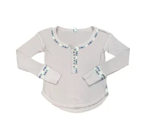 Free people pink embroidered long sleeve top thumbnail 1