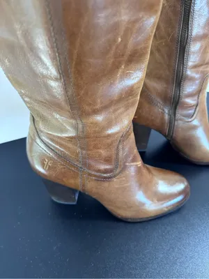 Frye Parker Tall Cognac Brown Leather Mid-Heel Knee Boots thumbnail 2