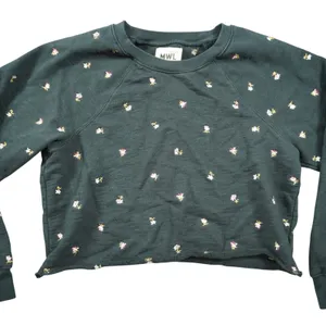 Madewell MWL Size Medium Black Floral Embroidered Cropped Sweatshirt Cozy‎ Dorm thumbnail 4