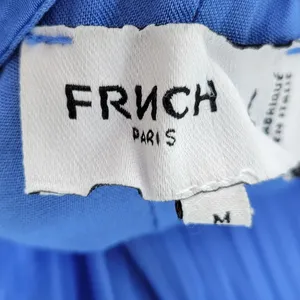 FRNCH Jailys Dress Womens M Blue Silk Viscose Criss Cross Open Back Tiered thumbnail 2