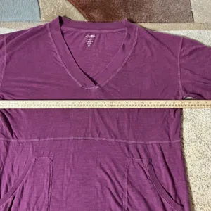 Natural Life Womens Plum Purple‎ Slub Cotton V-Neck Pockets Tunic Top Medium thumbnail 3