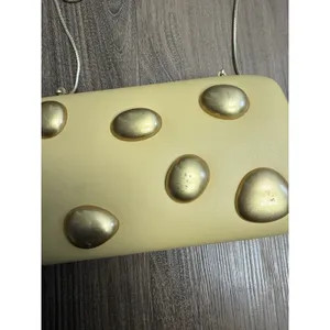 Zara Gold Pebbles Rigid Clutch Purse Crossbody Luxury Bag Tik Tok Runway thumbnail 4