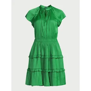 Scoop Womens Dress Size S Mint Green Satin Mini Ruffle Cap Sleeve Flattering thumbnail 5