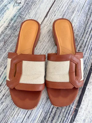 Franco Sarto Brown & Cream Slip-On Sandals thumbnail 3