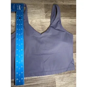 Dark Purple V-Neck‎ Longline Sports Bra Yoga Crop Top XS thumbnail 9