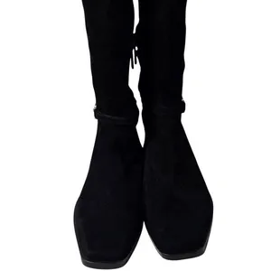 Sam Edelman Clive Black Suede Knee High Boots Square Toe Gold Chain Size 6.5 thumbnail 4