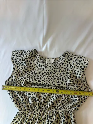 Cream and Black Printed Midi Dress with Elastic Waist thumbnail 2
