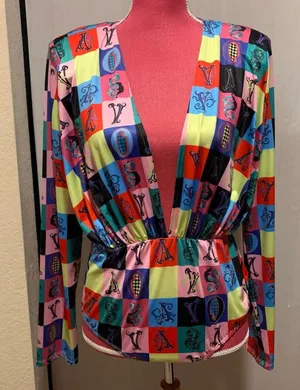 Deep plunge neck colorful bodysuit size L Size L thumbnail 5