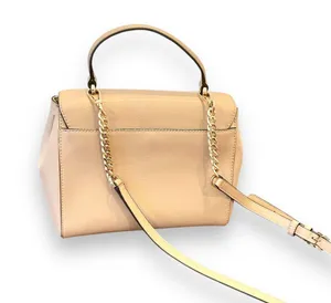 Michael Kors | Mott Beige Leather Top Handle Satchel Crossbody Gold Hardware thumbnail 4