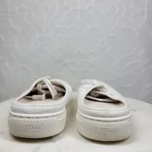 J.Crew Slip-on Sneakers Womens 8 White Canvas Slide On Lace Up Casual Mule thumbnail 6