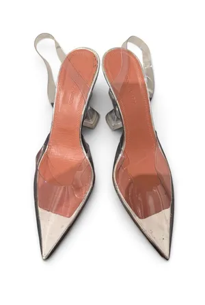 Amina Muaddi Clear PVC Pointed Holli Glass slingback Heels size Italian 36 thumbnail 1