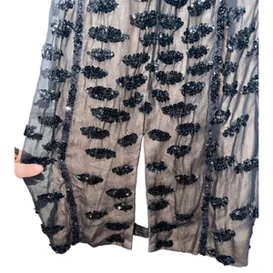 NWT Mandalay Black Silk Beaded Sequin Short Midi Evening Formal Dress Womens 4 thumbnail 12
