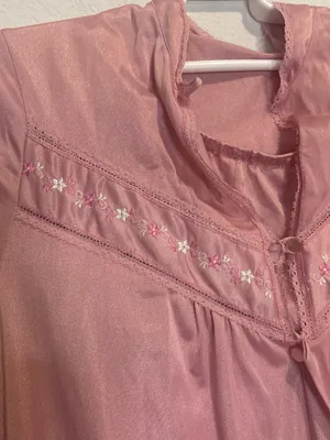 Blush Pink Vintage Nightgown with Embroidered Yoke thumbnail 3