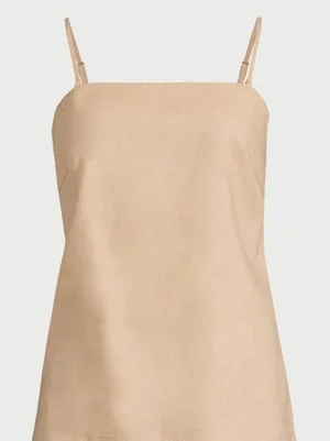 Scoop Womens Top Size XS Brown Linen Blend Removable Straps Relaxed Strapless thumbnail 1
